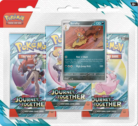 Pokemon Scarlet & Violet: Journey Together 3-pack Blister (Scraffy)