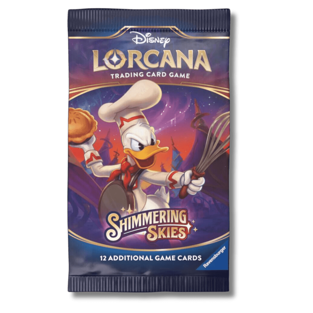 Lorcana: Shimmering Skies Booster Packs.