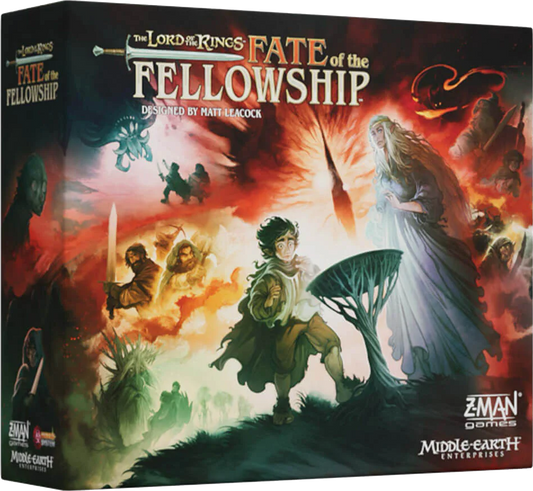 Board game box for 'The Lord of the Rings: Fate of the Fellowship' by Z-Man Games.
