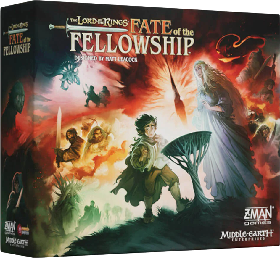 Board game box for 'The Lord of the Rings: Fate of the Fellowship' by Z-Man Games.